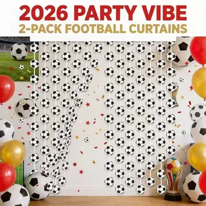 ⚽ 2pcs 2026 New Soccer Party Curtains, Double-Sided Football Print, Ideal for Football Birthdays, Sports Parties, Summer Home Decor