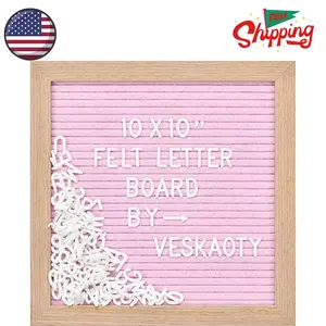 Felt Letter Board with 294 Letters, Pink & Wood