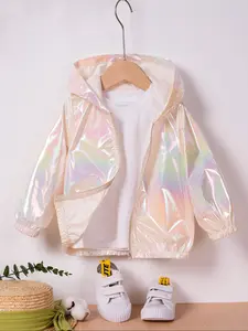 Girls' Colorful Hooded Jacket, Lightweight Cute Fashion Soft Comfortable Sun Protection Spring Fall Top, Suitable for Girls 3-8 Years