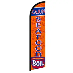 Curve Windless Cajun Seafood Boil Banner Flag, Festive Party & Home Supplies Backdrop for Food Vendors