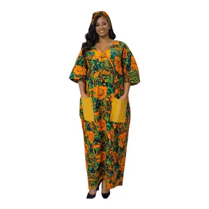 CRZ Elegant Ankara Corset Dress With Front Pocket Embellished With Aso Oke