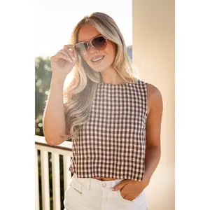 Picnic Date Brown Gingham Tank