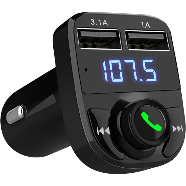 LIHAN Handsfree Calling Car Charger,Wireless Bluetooth 5.3 FM Transmitter Radio Receiver,MP3 Audio Music Adapter,Dual USB Ports,Compatible for iPhone Samsung Smartphones,Spotify & GPS Navigation