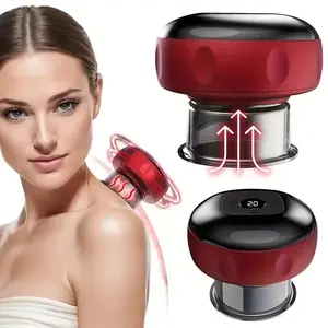 USB Rechargeable 12-Level Smart Cupping and Gua Sha Massager Home Use Wireless Powerful Suction Breathing-Style Heating Cupping Massager Smart Cupping Machine Timer Design with One-Touch Pressure Release Christmas Gift
