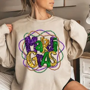 [Sale off up to 50%] Mardi Gras Sweatshirt, Cotton Fat Tuesday New Orleans Carnival Festival Parade Top, streetwear graphic tee