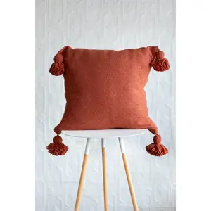 20" Moroccan Pom Pom Pillow - Tomato