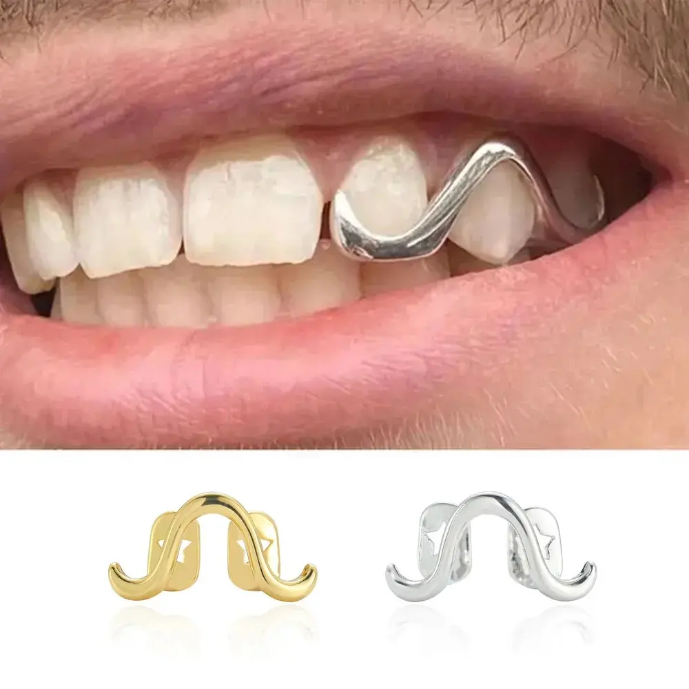 Hip Hop Wave Mouth Teeth Grillz Braces Niche Design Curve Glossy Tooth Caps For Women Men Couple Jewelry Gift