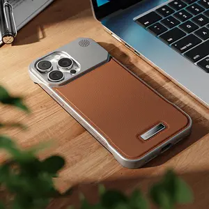 Metal Leather Scented Protective Phone Case Cover with Magnetic Ring, Frameless Design, Heat Dissipation, Shockproof, Fits iPhone 17 Pro Max, 17, 16 Pro Max
