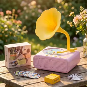#SummervibesATEYA-2  Retro Kids Vinyl Record Player Toy, Screen-Free Music & Story Phonograph with Interactive Cards, Perfect Montessori Early Learning Birthday Gift for Toddlers Boys Girls