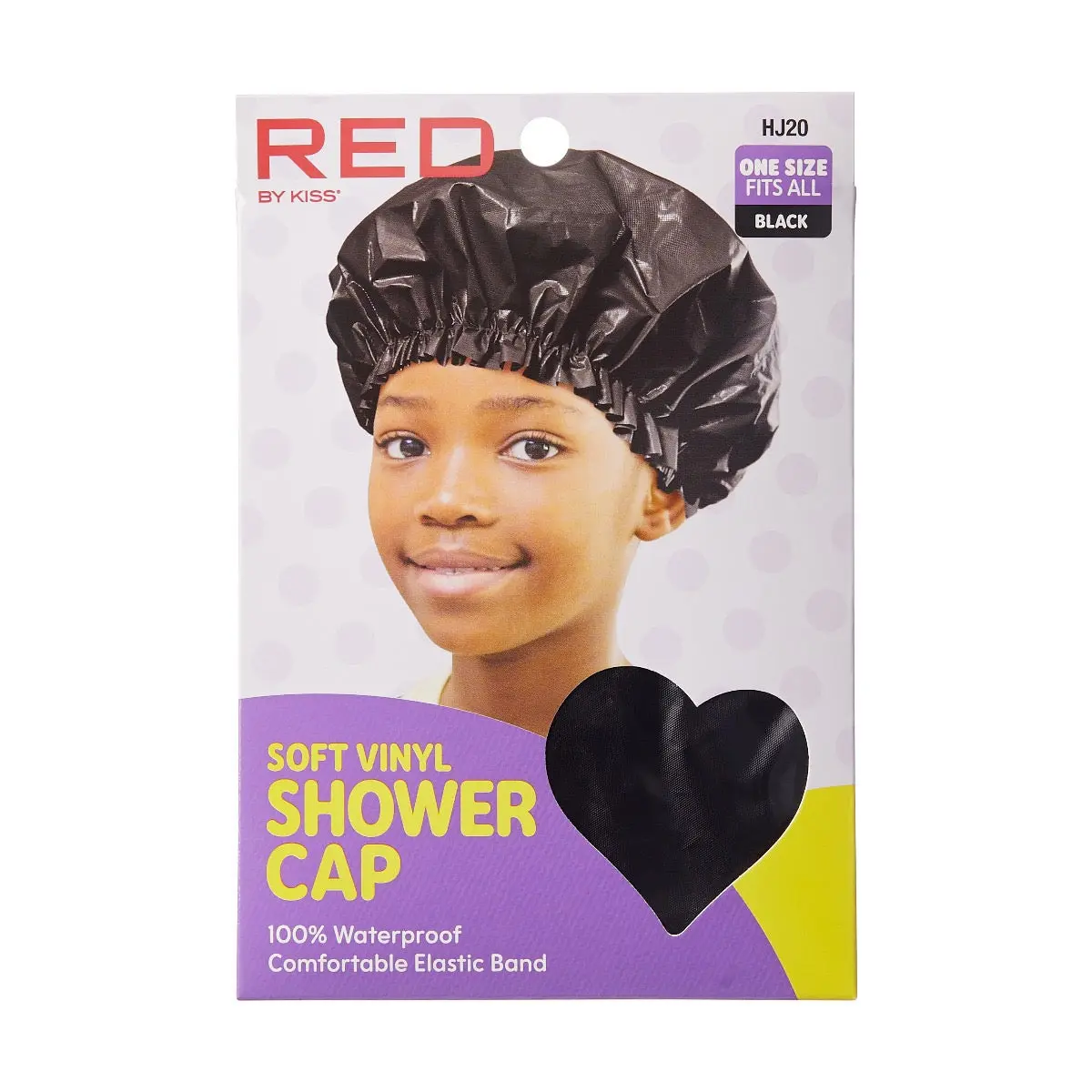 Red Kids Shower Cap Black