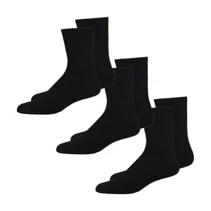 Overt Diabetic Cotton Blend Crew Socks for Optimal Circulatory Flow, Black 3 Pairs - Curative Diagnostics