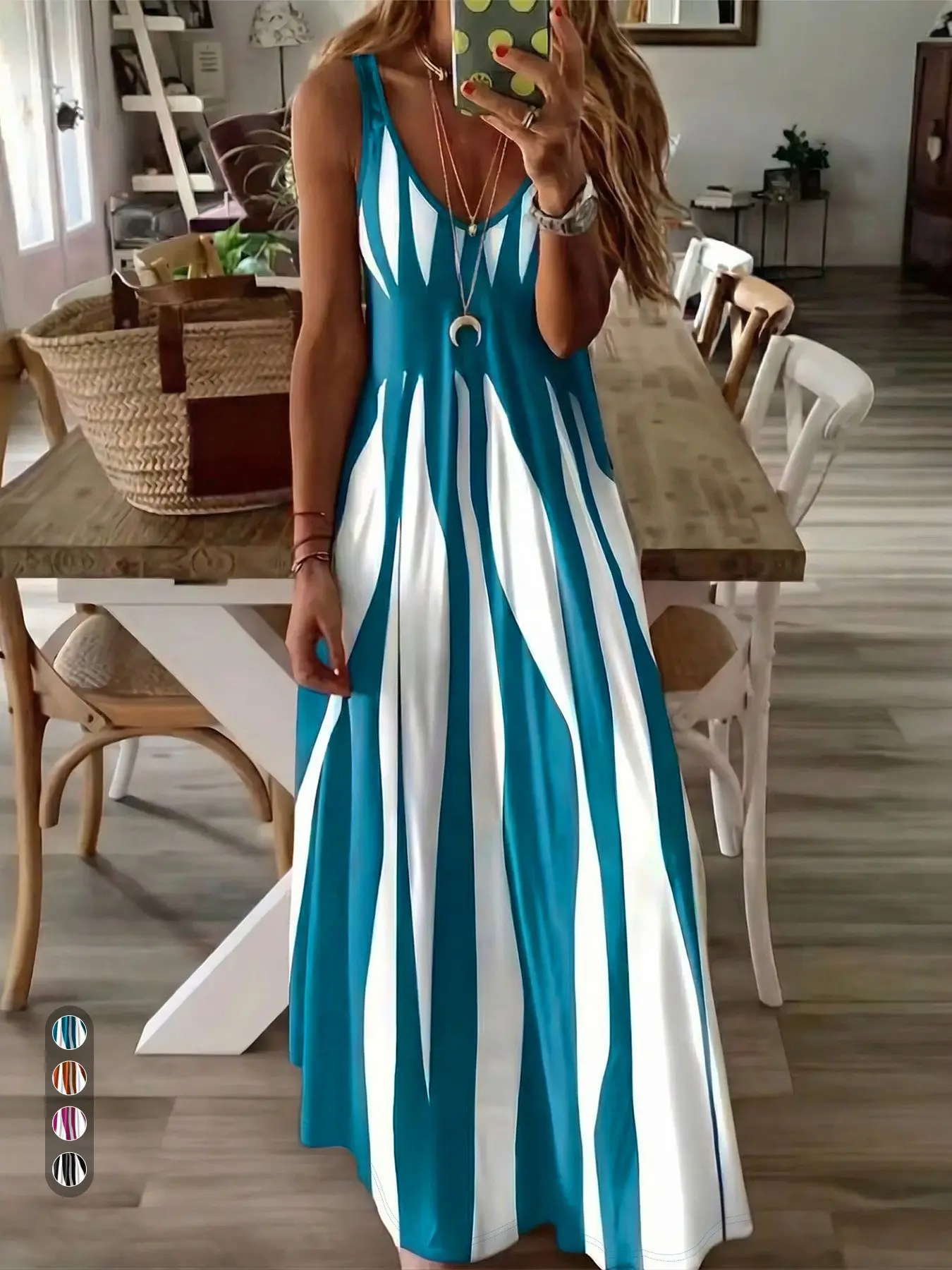 & Stripe Sleeveless Spaghetti Strap Maxi Nightdress, Comfortable Casual  Fitted Sleepwear for Women, Stylish Long Loungewear Dress for Bedroom, Soft  Fabric Evening Gown, Summer Sleepwear - TikTok Shop