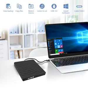 External CD/DVD Drivefor Laptop, USB External CD Burner, Type-C Laptop Drive, CD Reader Compatible with Laptop Desktop PC Windows Apple Mac Pro MacBook Linux