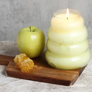 Honey Apple Baby Beehive 14 oz Jar Candle - Bee-lightful Fragrance Made in USA - Fresh Apple & Honey Scented Candles