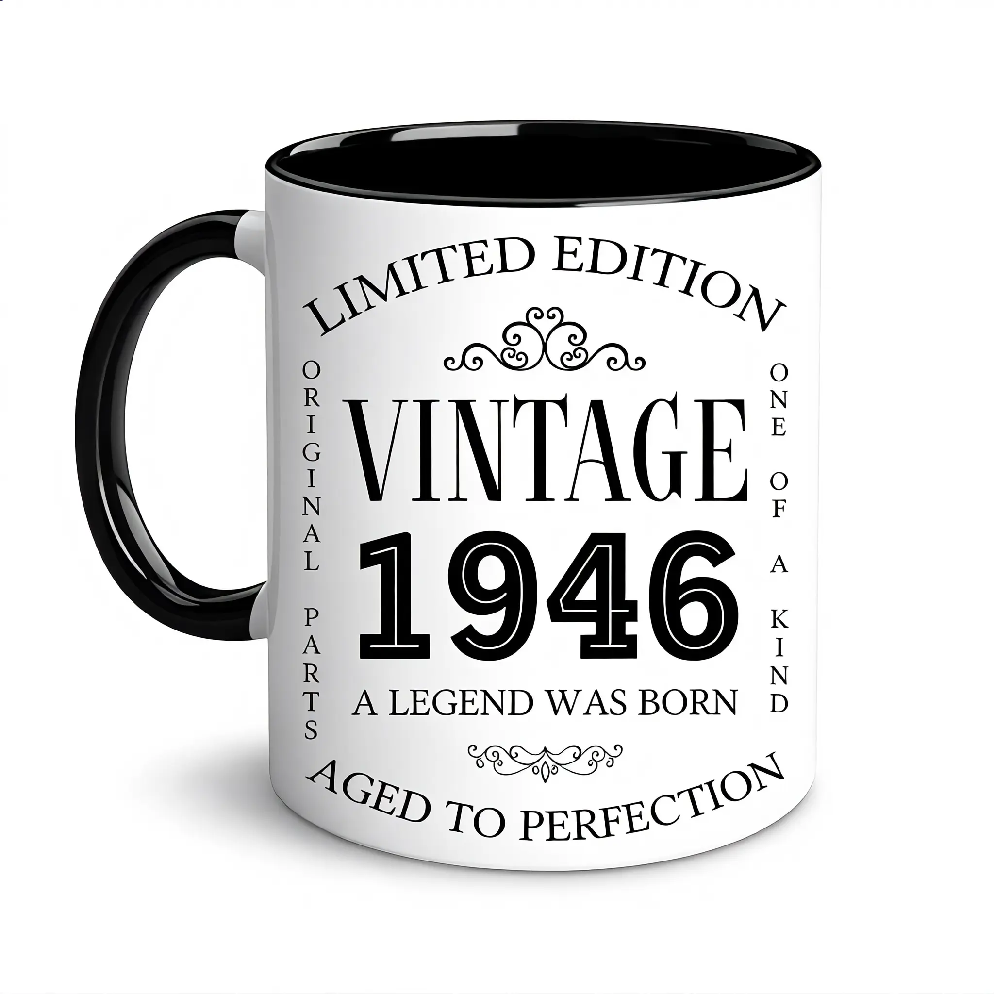 GLAKEUN 1946 Vintage Ceramic Mug - 80th Birthday Gift for Grandparents - Kitchen Drinkware Present Idea for Men, Women Turning 80