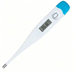 Portable Digital Thermometer - Medical Rigid Tip, Water Resistant, Fever Line Indicator, Oral/Rectal/Underarm Use for Adults & Kids