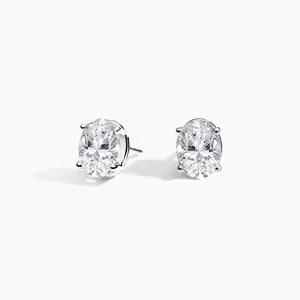 14 Karat White Gold Lab Grown Oval Shape Diamond Stud Earrings ( starting at 1/2 carat )