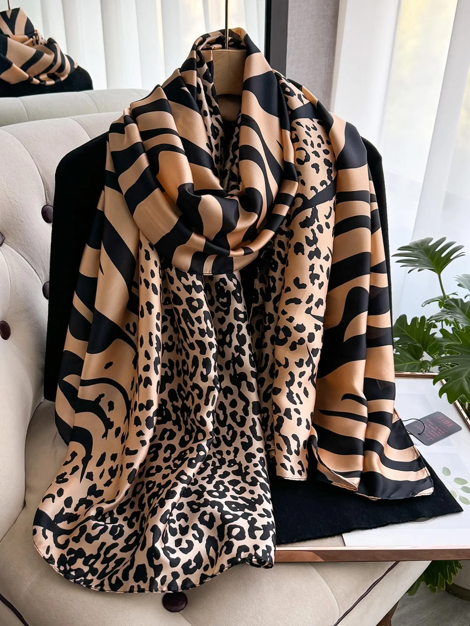 Women Leopard Print Shawl, Summer Shawl, Boho Style Shawl, Fashion Accessory for Stylish and Outdoor Activities, Lightweight Comfortable Woven Fabric for All Seasons, Bold Statement, Leopard Print Scarf For Women, Leopard Print Silk Scarf