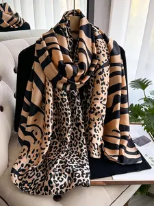 Women Leopard Print Shawl, Fashion Accessory for Stylish and Outdoor Activities, Lightweight Comfortable Woven Fabric for All Seasons, Bold Statement, Leopard Print Scarf For Women