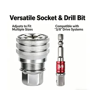 Multi-Function Universal Socket Wrench Tool with Drill Adapter - Professional 3/8" Drive Adjustable Socket for Drills & Ratchets