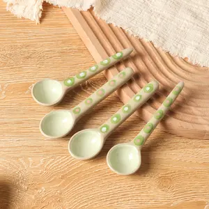 4-Piece Ceramic Coffee Spoon Set, Includes Spoons & Soup Ladles, Ideal for Coffee, Ice Cream, Yogurt, Mixing, Dessert Utensils
