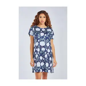 iCollection Printed Floral Knit Pajama Lounge Dress
