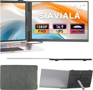 Siaviala Laptop Screen Extender, 2025 Upgraded Ultra-Thin 14” FHD 1080P Portable Monitor, Lightweight Dual Laptop Monitor Extender for 13-17.3” Laptops, Plug n Play for Windows/Mac/Android