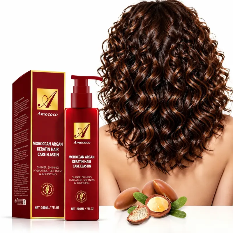 200ml Water-Based Argan Oil & Keratin Curl Styling Cream - Alcohol-Free Curly Haircare, Hydrating Anti-Frizz Formula for Daily Styling & Natural Texture Locking, Water Base