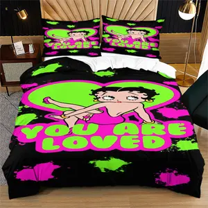 Betty Pattern Duvet Cover Set, Suitable For Indoor Decoration, Suitable As a Moving Or Holiday Gift, Includes 1 Duvet Cover And 1 Or 2 Pillowcases, Excluding The Duvet Core And Pillow Core