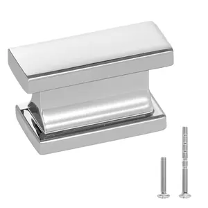 fathersdaygift VEVOR Cabinet Knobs, 10 Pack, 1.42 Inch Zinc Alloy Drawer Pulls Door Handles, Rectangular Kitchen Dresser Solid Knobs, Cupboard Hardware with Screws for Bathroom Closet Cabinets Drawers, Chrome Color