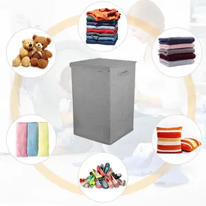 Foldable Laundry Hampers Washing Clothes Laundry Basket With Lid Handles Storage Organizer