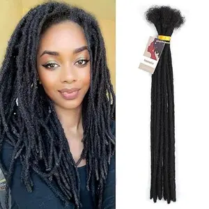 Black Dreadlock Extension Human Hair, 18inch 0.6cm Width 100% Permanent Huamn Hair , Extension Can Be Dyed Bleached Curled Handmade Loc Extension for Men Women