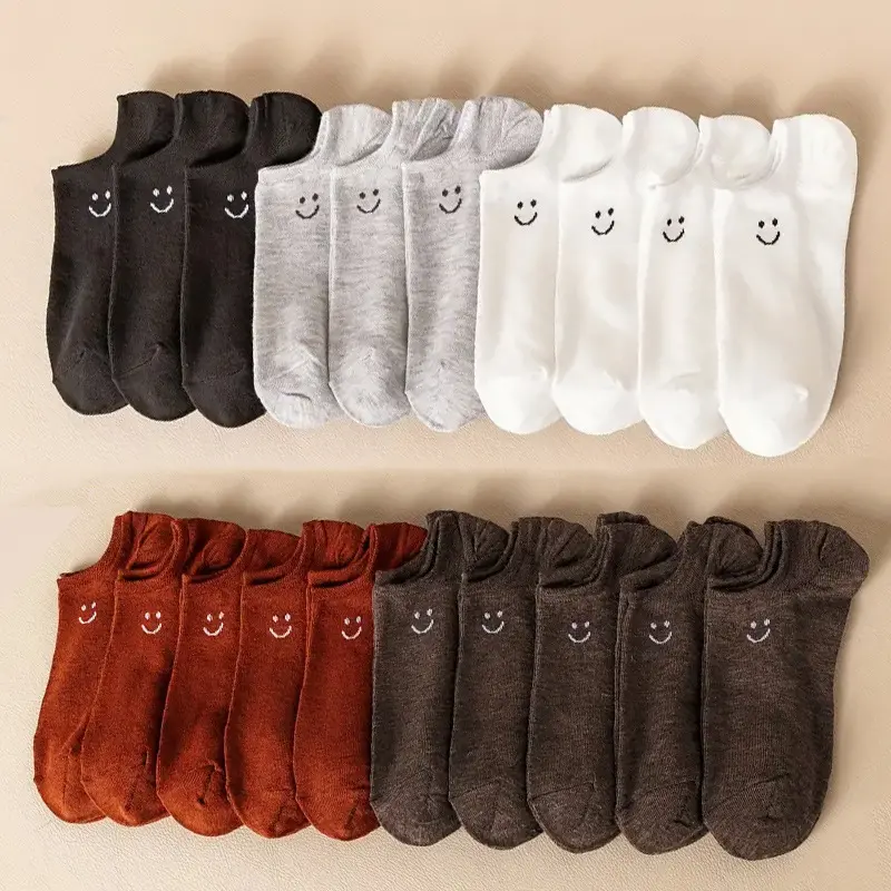 10Pairs Smiling socks wholesale women's sports socks, spring and summer breathable men's boat socks Womenswear Bridal, Breathable Cotton Socks, Soft Comfy Socks