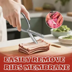 Spring Grill Upgrade Rib Membrane Remover Stainless Steel Tool Kit, BBQ Rib Skinner Tool, Kitchen Grill Rib Prep Tool - Easy Membrane Removal, Rib Prep Tool for BBQ Enthusiast, Chef (1pcs)