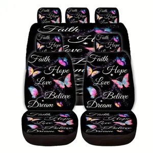 Butterfly Print Car Seat Covers, Seat Protectors Cushion, Auto Seat Protectors, Thickened Design, Ultra-Elastic Fabric, Fits Tesla Model Y, Small Cars, Suvs, Halloween & Christmas Gift, Universal Fit, Car Accessories