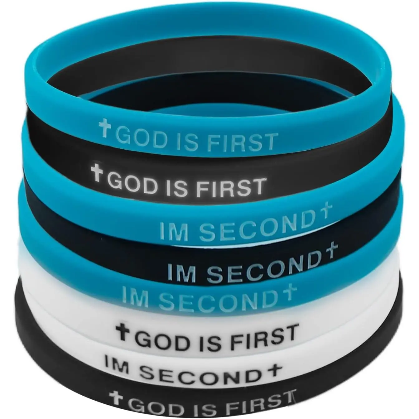 4 count God Is First Im Second Bracelet,Christian   Bracelet for Men and Women,Christian Rubber Bracelets with  Verses,for Men and Women Birthday Gifts Bracelets