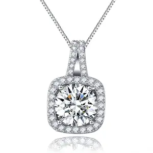 Luxury Square Moissanite Necklace for Women Mother Daughter Wife Gift Necklace i love my girlfriend gifts for girlfriend gifts for women christmas gifts for women anniversary gifts for her gifts for mom Pendant With Zirconia