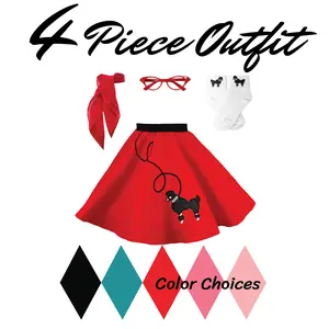 Hip Hop 50s Shop Child 4 pc - 50's Poodle Skirt Outfit, Handmade in USA