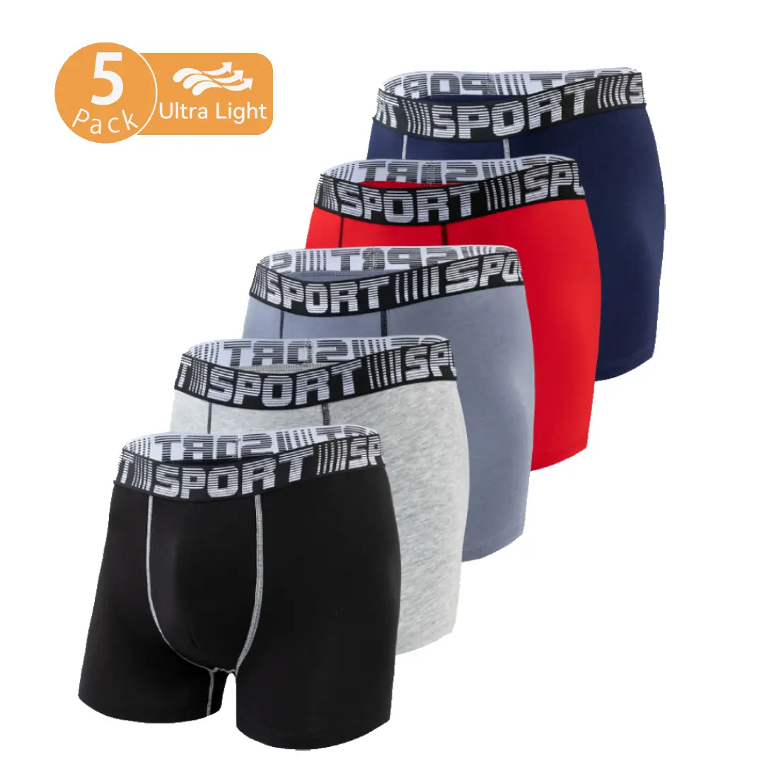 Pixum Men’s Bamboo Viscose Boxer Briefs 5 Pack – Ice-Cool Modal Rayon Fabric Underwear with Sport Waistband – Soft Stretchy Breathable Moisture Wicking Summer Trunks – Seamless Tagless Menswear