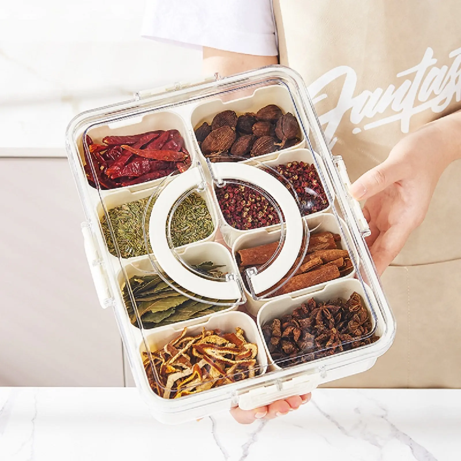 Pin Box Divided Divided Box with Handle 8 Small Removable Boxes for Food Serving Tray ...
