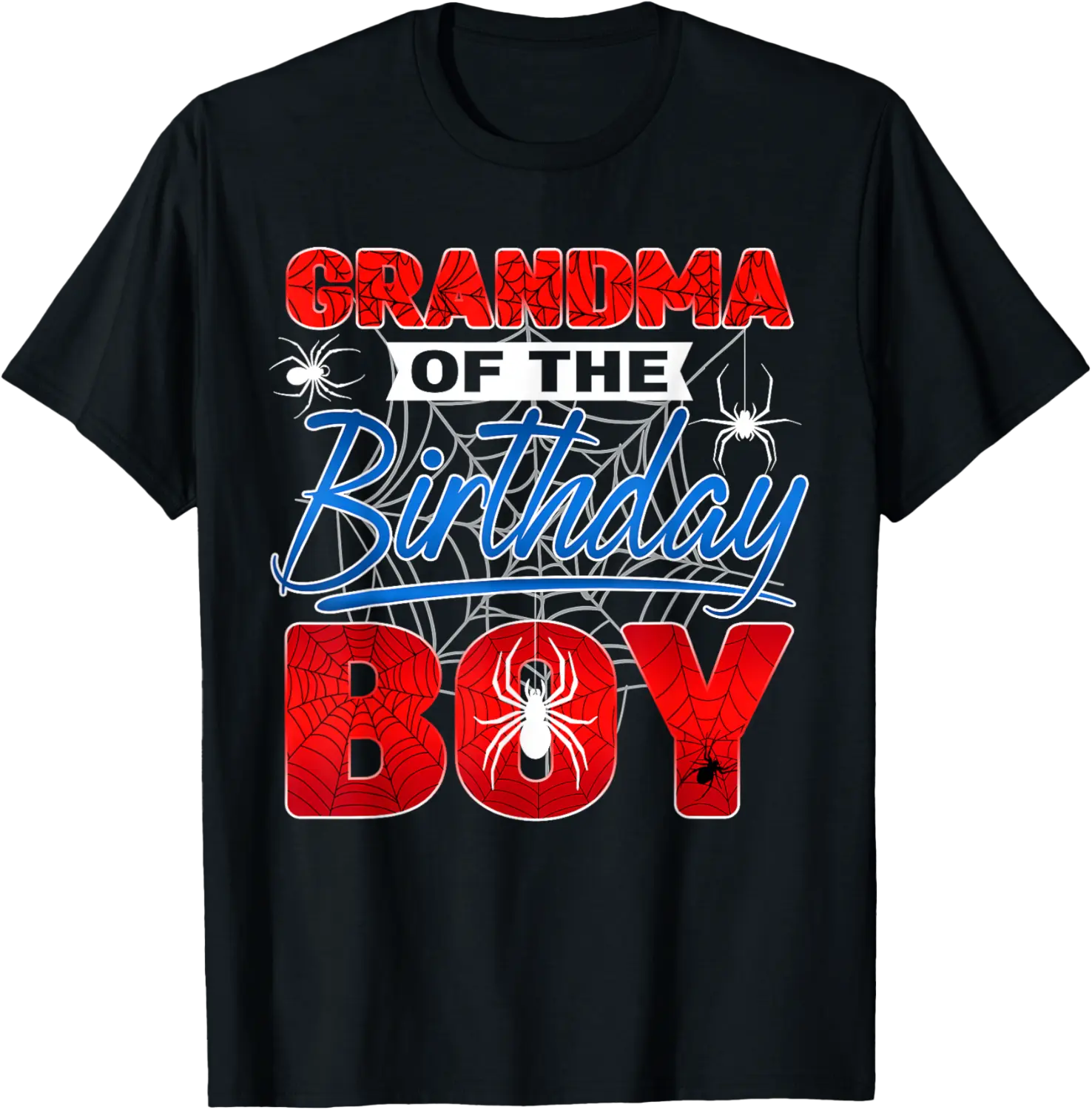 Grandma Of The Birthday Boy Spider Web Birthday Party Family T-Shirt - Emilygui Shop 95B0FCLVRC55