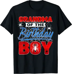 Grandma Of The Birthday Boy Spider Web Birthday Party Family T-Shirt - Emilygui Shop 95B0FCLVRC55