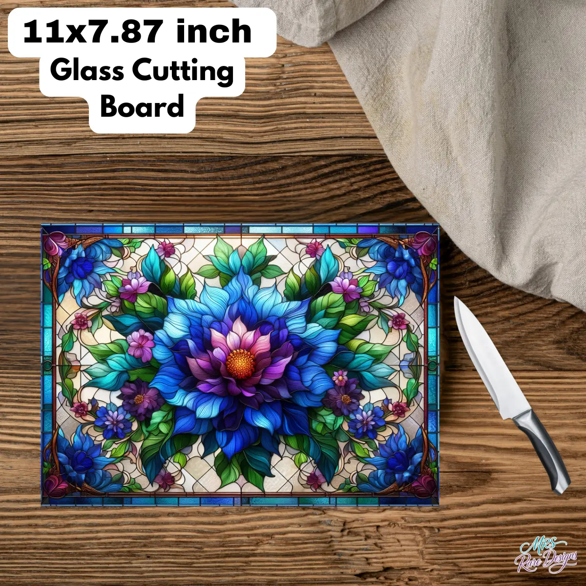 "Midnight Bloom" Stained Glass Cutting Board