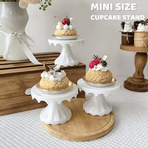 Mini Size Cupcake Stand 6 Pcs Plastic Single Cupcake Holder Serving Plate for Dessert Display with Pedestal Tray for Chocolate Fruits Baby Shower Wedding Birthday Party