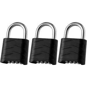 3 Pack Large Combination Padlock - 4 Digit Resettable Combo Lock with Hardened Steel Shackle,   , Weatherproof Combination Lock for Gym Locker, Gate, Shed, Fence, School
