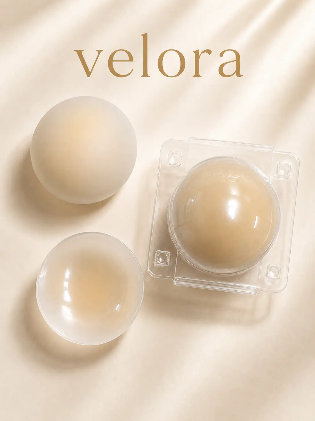 VELORA Nipple Covers for Women, Reusable Silicone Pasties Sticky Bra Alternative, Invisible Seamless Breast Petals with Skin-Safe Adhesive, Waterproof Sweatproof No Show Covers for Strapless Backless Dresses