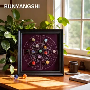 Twelve Zodiac Crystal Ball Frame Set, Natural Crystal Balls, Natural Crystal Sphere, Home Decor and Perfect Health Gift, Universal Setting, No Ca Prop 65