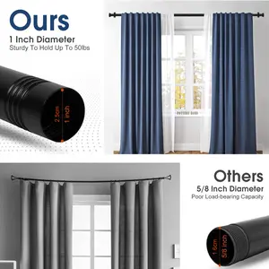 25mm Extra Long Thick Threaded Extending Rod, Hanging Bar, Durable Metal Extension Pole, Telescopic Curtain Rod for Home & Office Use