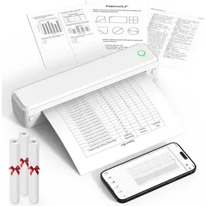 Thermal Printer Portable Wireless for Travel Office School Inkless Printing Supports US Letter Thermal Paper Includes 3 Rolls Paper Compatible