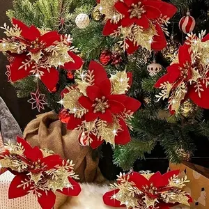 36 Piece Artificial Christmas Flowers, Decorations, Perfect for Party Tree DIY Wreath Home Valentine's Day Room Decoration, Decorative Flower Ornaments